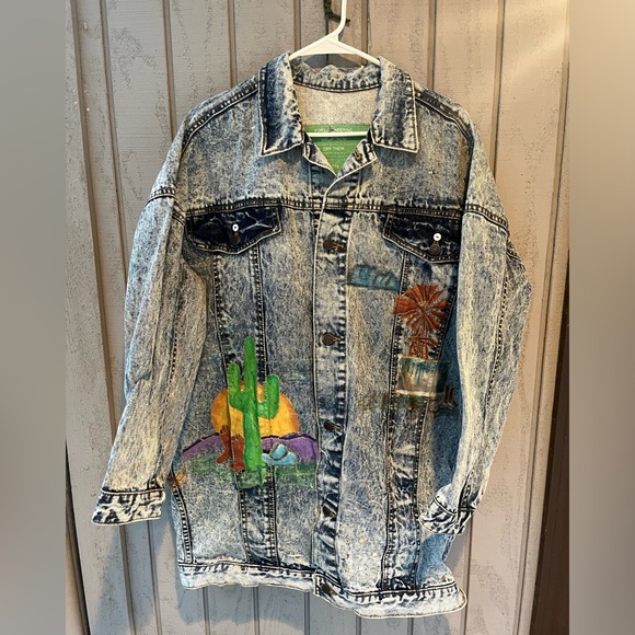 Vintage Hand Painted Jordache Western Cowboy Jacket L - Picture 2 of 16